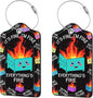 2 Pcs Luggage Tags for Suitcases, PU Leather Cruise Ship Luggage Tags with Privacy Cover Label Address Card and Durable Metal Ring Suitable for Men Women Handbags Backpacks Schoolbag,Dumpster Fire