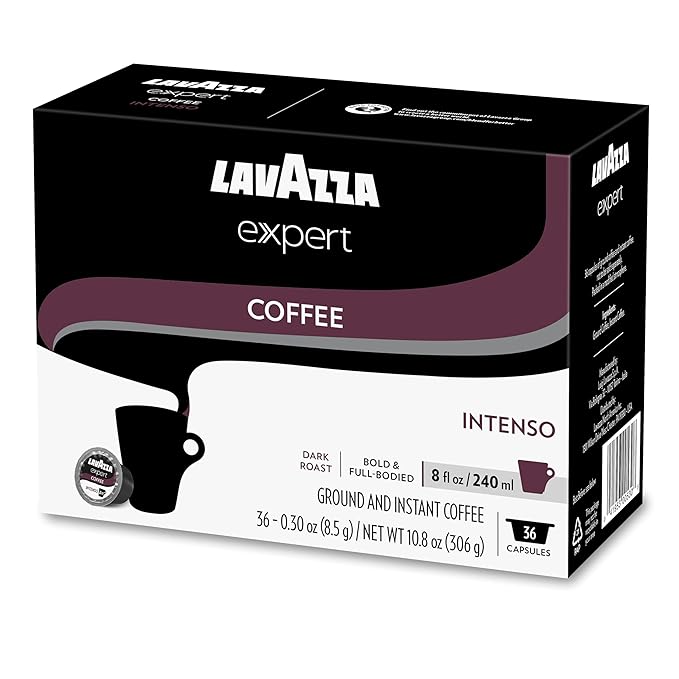 Lavazza Expert Intenso Coffee Capsules, Dark Roast, Arabica and Robusta Blend, Compatible with Lavazza Classy Plus Machine (36 Capsules)