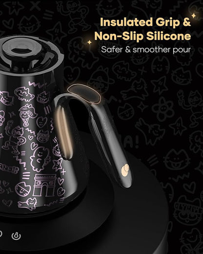 Cocinare x Chanoir FLOW M9 Pro Electric Kettle, Art de Paris Color-Changing Collaboration, Premium Gift Box Packaging with Coffee Mat, ±0.5℉ Temp Control for Coffee & Tea (Chanoir Black)