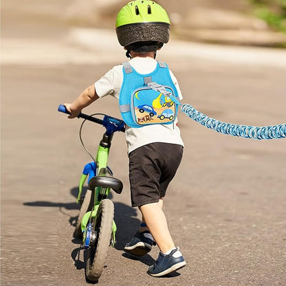 Accmor Toddler Harness Leash + Reflective Anti Lost Wrist Link, Cute Car Kids Harness with Leash, Collapsible Hand Strap Child Walking Restraint Belt Tether Hold Baby Boys Close for Outdoor Travel