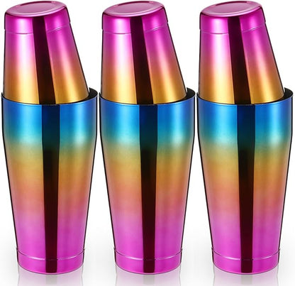 Sabary 6 Pcs Cocktail Shakers Professional Bar Shaker Boston Set Stainless Steel Martini Drink Mixer Basic Tool Weighted Shake Metal Can Cocktail Shaker Set, 18 Oz, 28 oz (Gradient Color)