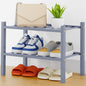 Smiry Shoe Rack, 2 Tier Thick Small Bamboo Shoe Organizer, Stackable Free Standing Wooden Shoe Storage Shelf for Closet, Entryway, Front Door Entrance, Grey