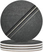 Thin White Lines Geometric Pattern Minimalist Coasters Set of 4 Absorbent