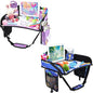 2PCS Kids Travel Tray for Airplane - Toddler Car Seat Table Tray, Road Trip Essentials for Boys & Girls, Carseat Lap Desk for Kids Road Trip Activities (Blue Dinosaur/Purple Mermaid)