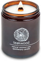 Hemlock Park Crackling Wood Wick Candle Handcrafted with Natural Coconut Wax (Standard 8 oz, Teakwood)
