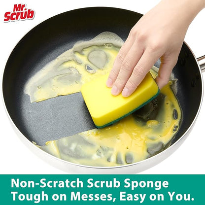Sponges Kitchen Scrub Dish Sponge Scouring Pad, 48 Pack Cleaning Brush Scrubber Supplies for Soap, Dishwashing Dinnerware Sets Pan Pot Towels Cloth Rags Holder Glass Dishwasher Sink Bathroom