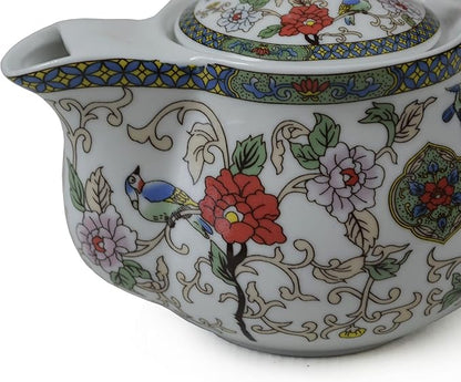 Porcelain Teapot 500ml Flower and Bird Kettle Stainless Infuser