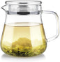 Teabloom One-Touch Tea Maker, 2-in-1 Teapot and Kettle with Stainless Steel Filter Lid for Loose Tea – Stain-free Borosilicate Glass Tea Pot (15 Oz) – Tea Connoisseur's Choice