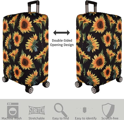 7-Mi Luggage Cover Thickened 19/22/26/30 Inch Suitcase Spandex Black Protector Cover Fits Size S M L XL Travel Baggage S 19-20IN