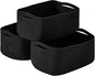 Small Black Baskets for Organizing, Storage Baskets for Shelves, Small Woven Cotton Rope Basket for Storage, Basket for Gifts Empty, 13"×8.5"×5.1" (3 Packs) Black