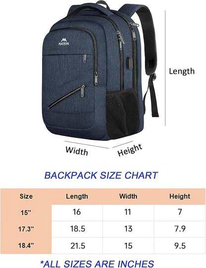 MATEIN Extra Large Laptop Backpack for Men, 50 L Travel Carry On TSA Approved Backpack with USB Port & Trolley Sleeve, Waterproof Business Work Bag Fits 18.4 Inch Computer Notebook, Dark Blue