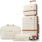 Luggage Sets 3 Piece with TSA Lock Hardside PC+ABS Carry On Suitcase with YKK Zippers Lightweight Rolling Travel Luggage Sets with Spinner Wheels (Beige, 4 Piece Sets(14/20/DB/TB))