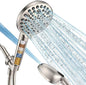 MakeFit Handheld Shower Head with Filter Brushed Nickel - High Pressure 10 Spray Modes Filtered Shower Head with Hose, Bracket and Hard Water Shower Filters to Remove Chlorine and Heavy Metals