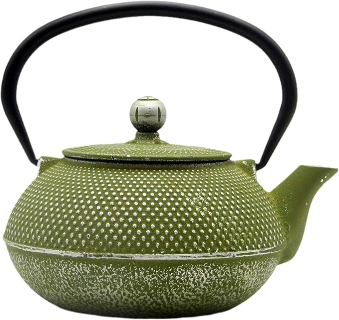 Cast Iron Teapot Tea Kettle with Stainless Steel Infuser for Stovetop Safe Coated with Enameled Interior Japanese Green Tetsubin for Loose Tea(30.4oz/900ml)