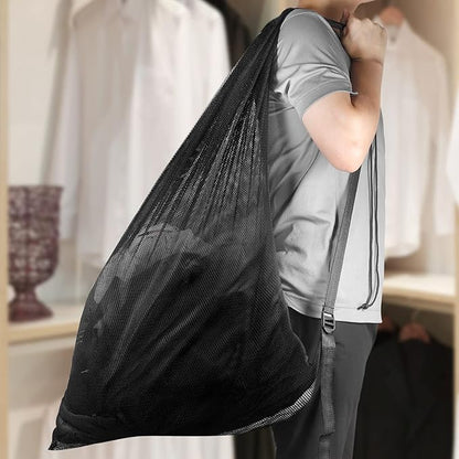 Mesh Laundry Bags with Adjustable Shoulder Strap, 24" x 36" Heavy Duty Nylon, Drawstring Closure, 3-Pack, Mixed Colors
