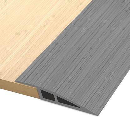 Vinyl Door Threshold Flooring Transition Strip Self Adhesive Carpet Edging Strip for Laminate Doorway Edge Threshold from 1/5" to 2/5" (Light Gray Wood Grain, 6.6 Ft)