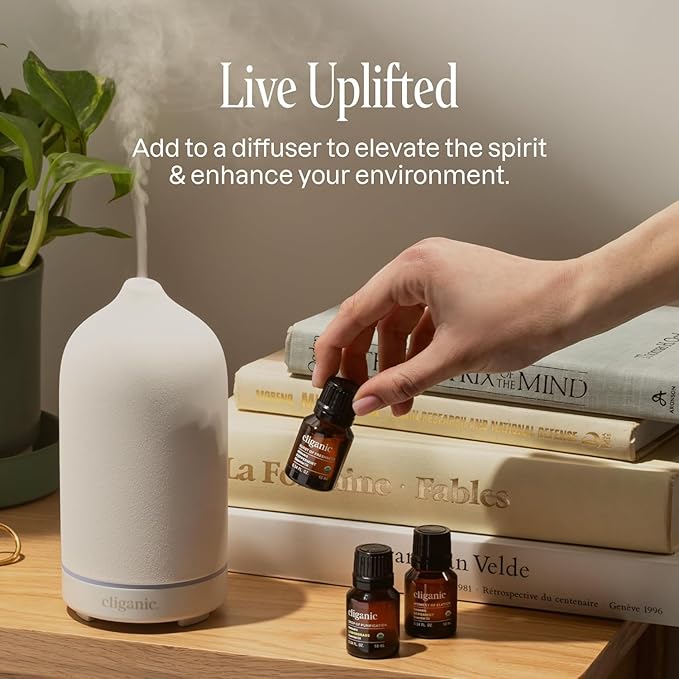 Cliganic Organic Pure Lemon Essential Oil 0.51 Fl Oz – 100% Natural Aromatherapy for Diffuser, Massage, Cleaning & Relaxation – Fresh Citrus Scent, Energizing & Uplifting Oil