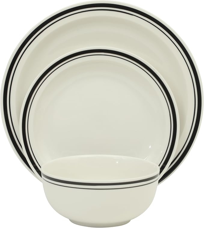 Gibson Home Hometown Diner 12-Piece Porcelain Dinnerware Set, Round Plates and