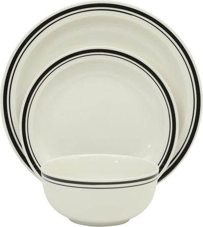 Gibson Home Hometown Diner 12-Piece Porcelain Dinnerware Set, Round Plates and