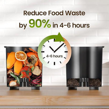 TOPZEE Electric Compost Bin for Kitchen - 3L Countertop Composter with Odorless Auto-Cleaning, Turns Food Waste to Fertilizer in 4 Hours, for Indoor Home Use, Black