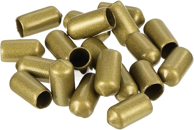 uxcell 20pcs Rubber End Caps 5/16"(8mm) ID Vinyl Round Tube Bolt Cap Cover Thread Protectors Gold