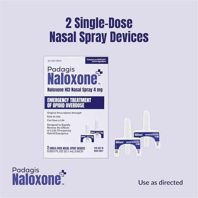 Naloxone HCI Nasal Spray, 4 mg – Emergency Treatment for Opioid Overdose - Rapid-Response Opioid Overdose Reversal, 2 Dose Single Use Nasal Spray