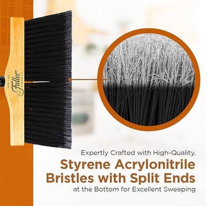 12” Upright Broom with 2 Piece Black Steel Threaded Handle