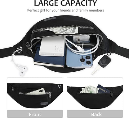 MAXTOP Large Crossbody Fanny Pack with 4-Zipper Pockets,Gifts for Enjoy Sports Festival Workout Traveling Running Casual Hands-Free Wallets Waist Pack Phone Bag Carrying All Phones
