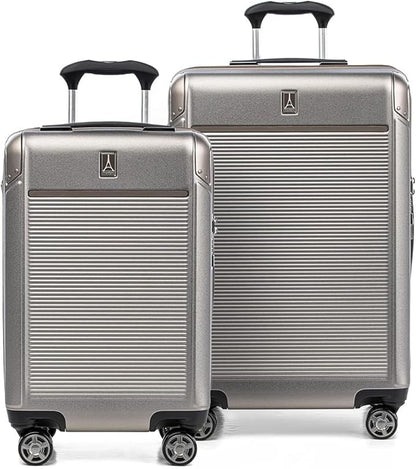 Travelpro Platinum Elite Hardside Expandable Spinner Wheel Luggage TSA Lock Hard Shell Polycarbonate Suitcase, Metallic Sand, 2-Piece Set (21/25)
