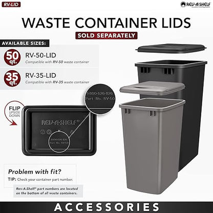 Rev-A-Shelf Double Pullout Trash Cans for Full Height Kitchen Cabinets 50 Quart 12.5 Gallon with Soft-Close Slides, White, 53WC-2150SCDM-211