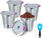 SHOUNAJIA 4 Pack Reusable K Cups Coffee for Keurig, Reusable Coffee Pods for Keurig Machine, 304 Stainless Steel Coffee Filter with Cleaning Brush, BPA-Free