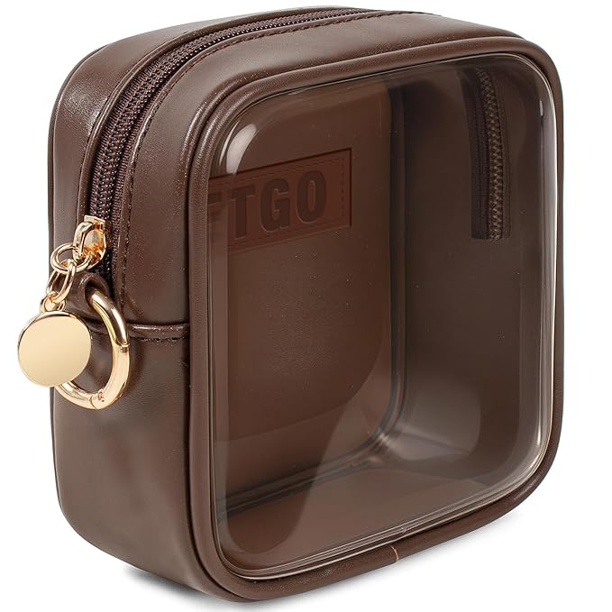 LETGO Small Cosmetic Bag for Purse Mini Makeup Bag for School Cute Clear Make Up Pouch for Travel Clear Cosmetic Bags Purse Essentials Make Up Bag for School Women Men (Mini Chocolate)