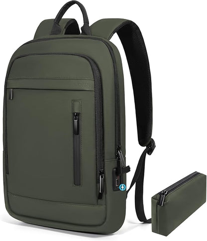 Business Backpack for Men Lightweight Commute Laptop Backpack Anti-Theft Water Resistant Backpack for 15.6 Inch Computer for Daily Office Work with Small Bag (Green)