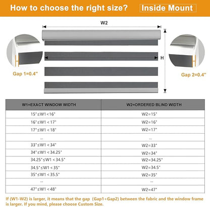 Persilux Cordless Zebra Blinds for Windows (46" W X 64" H, Grey) Free-Stop Windows Shades Dual Layer Light Control for Day and Night, Light Filtering Sheer Shades for Home, Easy to Install