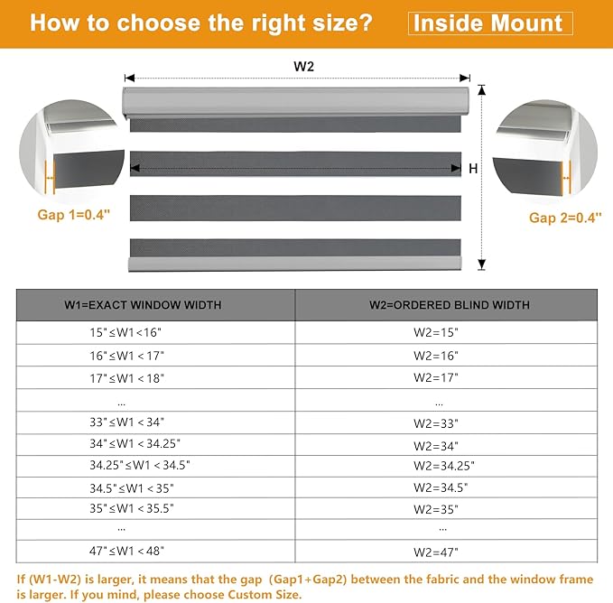 Persilux Cordless Zebra Blinds for Windows (47" W X 47" H, Grey) Free-Stop Roller Windows Shades Dual Layer Light Control for Day and Night, Light Filtering Sheer Shades for Home, Easy to Install