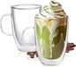 Set of 2 Double Walled Glass Coffee Mugs 16 Ounces Insulated Layer Coffee Cups with Handle Borosilicate Glass Espresso Cup for Hot Beverage,Cappuccino,Tea,Latte,Wine,Microwave Safe
