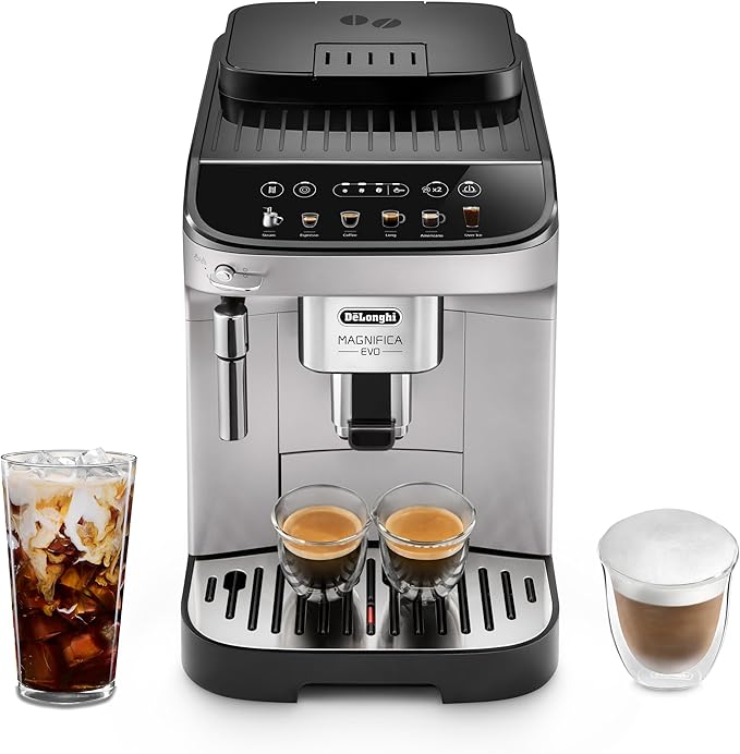 De'Longhi Magnifica Evo Automatic Espresso & Coffee Machine with Manual Milk Frother, Built-in Grinder & Auto-Clean Function - For Latte, Cappuccino, Americano, Iced Coffee, ECAM29043SB