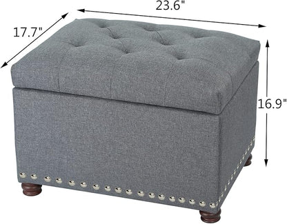Joveco Storage Ottoman Bench Rectangular Fabric Organization Foot Rest, 24 Inch Modern Tufted Bedroom Foot Stool and Seat for Entryway, Bedroom, Living Room