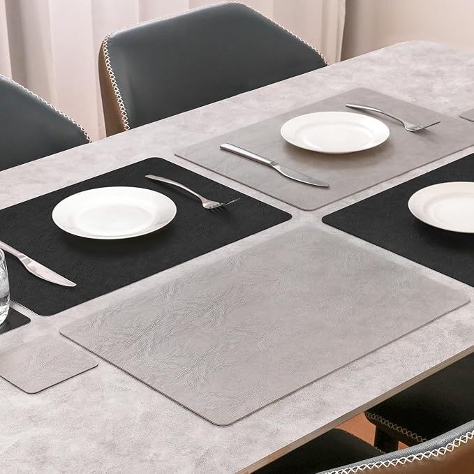 Vinyl Placemats Set of 6, Dual Sided Place Mats