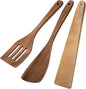 3Pcs Wooden Spatulas, Acacia Wood 12inch Long Handle Flat Frying Turner, Non-Stick Wooden Spoons for Cooking, Kitchen Utensils Set for Flipping, Scraping and Turning