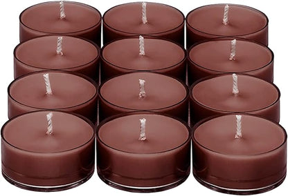 PartyLite Tea Lights Candles, Amber and Smoked Patchouli with Lavender Scent, Gift Set of 12, Aromatherapy with up to 4 to 6 Hours Burn Time, Ideal for Home Decor, Holiday Gifting & Celebration