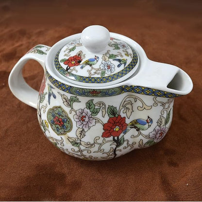 Porcelain Teapot 500ml Flower and Bird Kettle Stainless Infuser