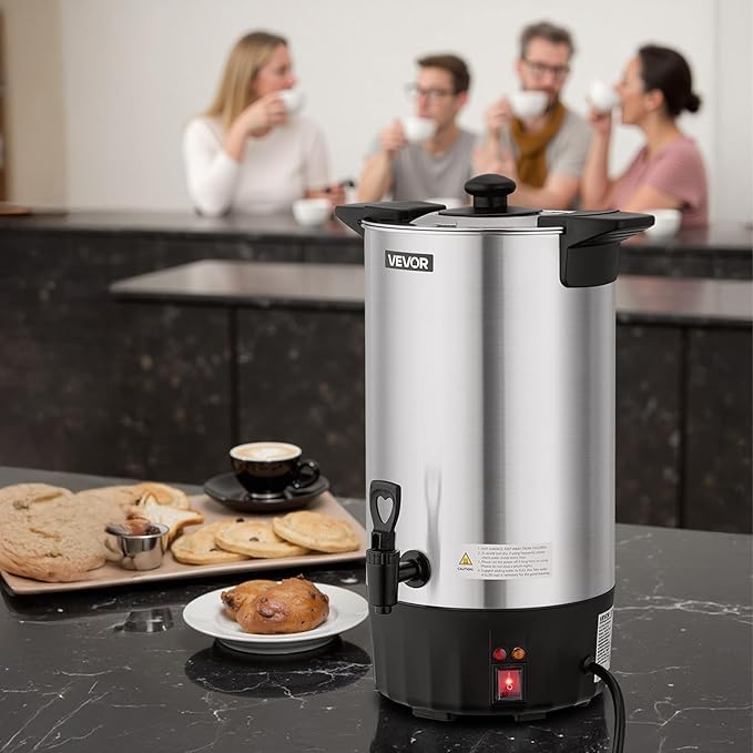 VEVOR Commercial Coffee Urn, 60 Cup 9 L Hot Beverage Dispenser with Dripless Faucet, Quick-Brewing Stainless Steel Large Commercial Coffee Maker, for Catering, Business, Party, Church & Restaurant
