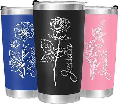 Made in USA - Personalized Tumbler with Engraved Name - Custom Coffee Mug Cup 20 Oz with Lid - Customized Employee Appreciation Gifts - Christmas Gifts for Men Women - Customized By Enterprise