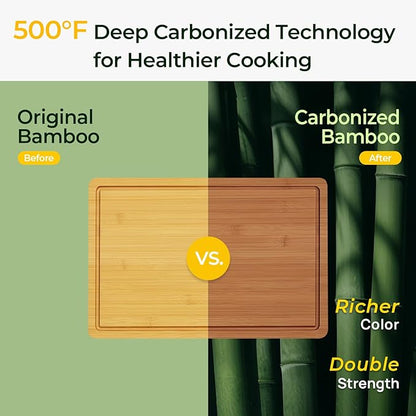 Extra Large Bamboo Cutting Board for Kitchen - 18 Inch Wood XL Cutting Boards with Juice Groove and Handles, Wooden Chopping Board for Meat, Cheese, Fruit & Vegetables (Pre Oiled, Brown)
