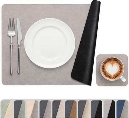 Vinyl Placemats Set of 6, Dual Sided Place Mats
