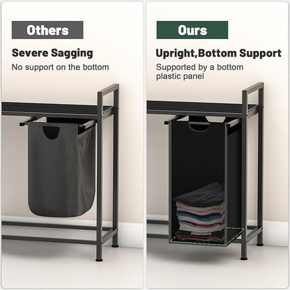 Laundry Hamper, Laundry Sorter with 4 Pull-Out Removable Oxford Fabric Bags Cloth Laundry Basket 4 x 10 Gallons (Charcoal Black)