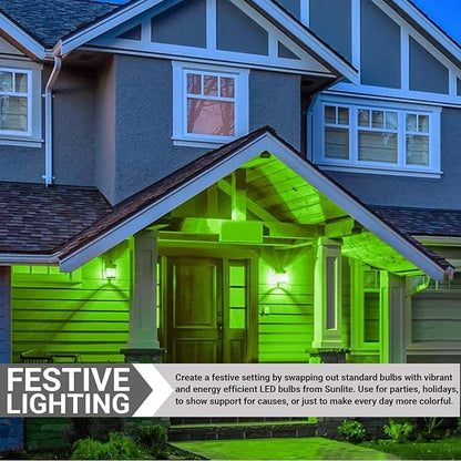 Sunlite 40469 LED A19 Colored Light Bulb, 3 Watts (25w Equivalent), E26 Medium Base, Non-Dimmable, UL Listed, Party Decoration, Holiday Lighting, 6 Count, Green