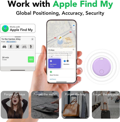 Air Tracker Tags-4 Pack: Smart Bluetooth Tracker, Item Finder Works with Apple Find My (iOS Only) App, Trakcer Tag Locator for Keys, Luggage, Satchel, Backpack etc. (Not for Android Devices)