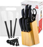 Knife Set With Block, Cutlery Essentials 23 Pieces Kitchen Stainless Steel Knife Block Sets With Cutting Board，Shears，Paring，Utility，Santoku，Steak Knives，Dishwasher Safe Cutlery Block Set